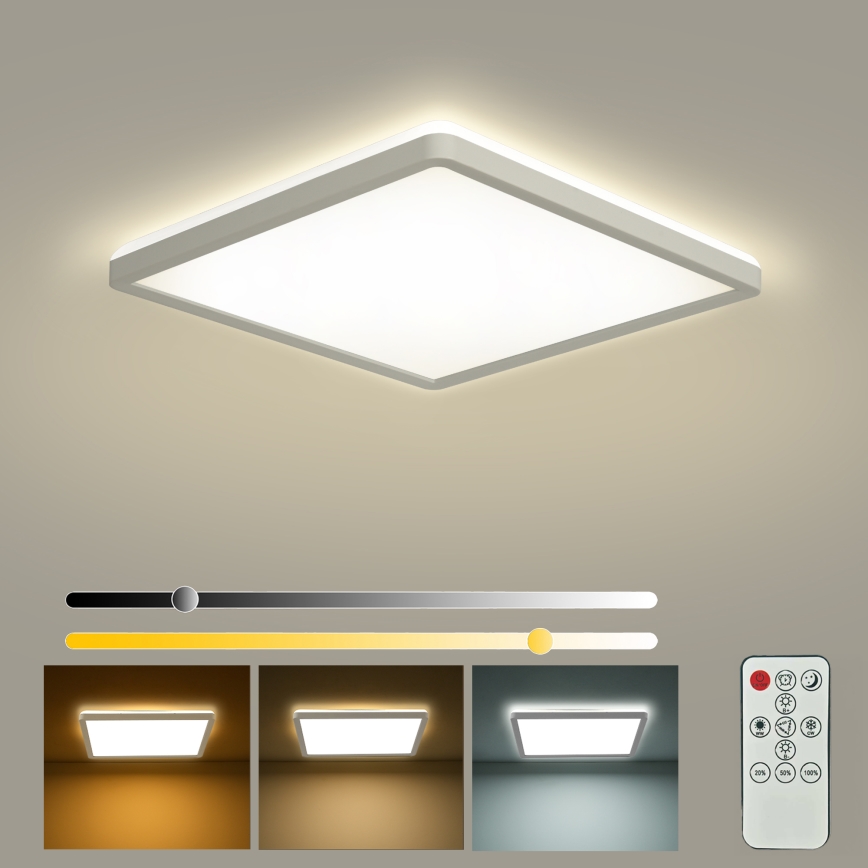 Brilagi - Plafonnier LED dimmable ULTRA SLIM LED/18W/230V 2700-6500K 30x30 cm blanc + télécommande