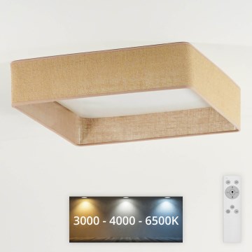 Brilagi - Plafonnier LED dimmable VELVET SQUARE LED/24W/230V 43x43 cm 3000/4000/6500K + télécommande marron