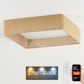 Brilagi - Plafonnier LED dimmable VELVET SQUARE SMART LED/36W/230V 60x60 cm 2700-6500K Wi-Fi Tuya + télécommande marron
