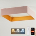 Brilagi - Plafonnier LED dimmable VELVET SQUARE SMART LED/36W/230V 60x60 cm 2700-6500K Wi-Fi Tuya + télécommande rose