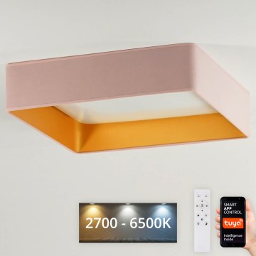Brilagi - Plafonnier LED dimmable VELVET SQUARE SMART LED/36W/230V 60x60 cm 2700-6500K Wi-Fi Tuya + télécommande rose