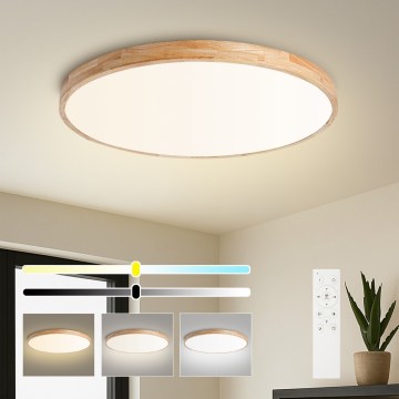 Brilagi - Plafonnier LED dimmable WOODLINE LED/100W/230V 3000-6000K chêne Ø 80 cm + télécommande