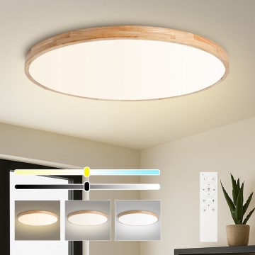 Brilagi - Plafonnier LED dimmable WOODLINE LED/128W/230V 3000-6000K chêne Ø 100 cm + télécommande