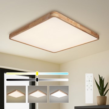Brilagi - Plafonnier LED dimmable WOODLINE SQUARE LED/100W/230V 3000-6000K chêne 80x80 cm + télécommande