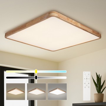 Brilagi - Plafonnier LED dimmable WOODLINE SQUARE LED/180W/230V 3000-6000K chêne 100x100 cm + télécommande