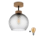 BRILAGI - Plafonnier LED en applique RETRO GLASS 1xE27/60W/230V Ø 18 cm chêne/gris fumé