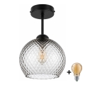 BRILAGI - Plafonnier LED en saillie RETRO GLASS 1xE27/60W/230V Ø 25 cm noir/gris fumé
