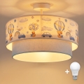 Brilagi - Plafonnier LED enfant en saillie BOBO 1xE27/60W/230V Ø 40 cm crème/bleu/oursons