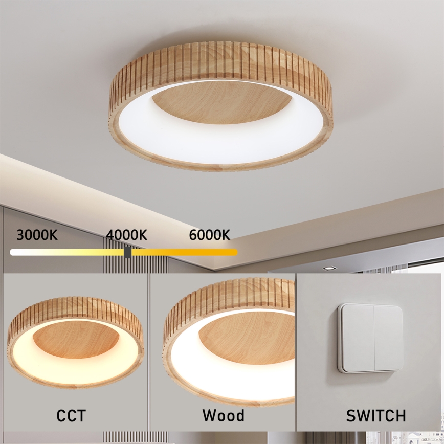 Brilagi - Plafonnier LED FALCON WOOD MODERN LED/30W/230V 3000/4000/6000K Ø 45 cm bois