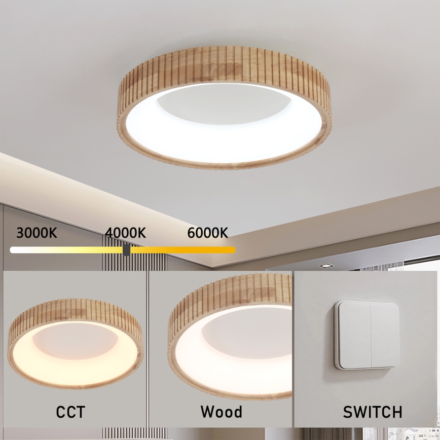 Brilagi - Plafonnier LED FALCON WOOD MODERN LED/30W/230V 3000/4000/6000 K Ø 45 cm en bois