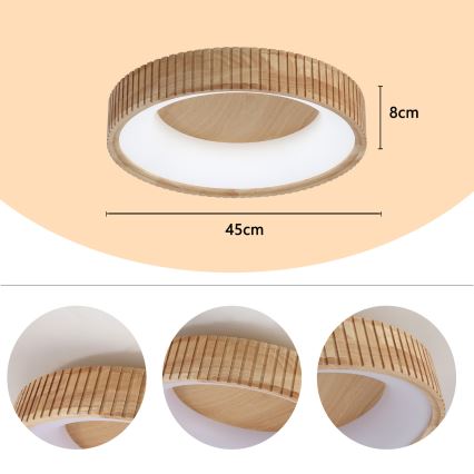 Brilagi - Plafonnier LED FALCON WOOD MODERN LED/30W/230V 3000/4000/6000 K Ø 45 cm en bois