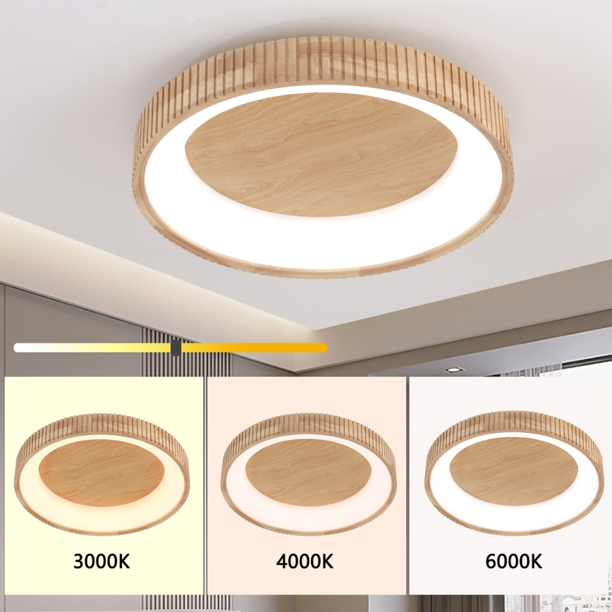 Brilagi - Plafonnier LED FALCON WOOD MODERN LED/40W/230V 3000/4000/6000K Ø 60 cm bois
