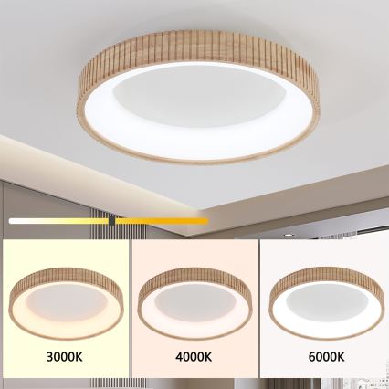 Brilagi - Plafonnier LED FALCON WOOD MODERN LED/40W/230V 3000/4000/6000K Ø 60 cm bois
