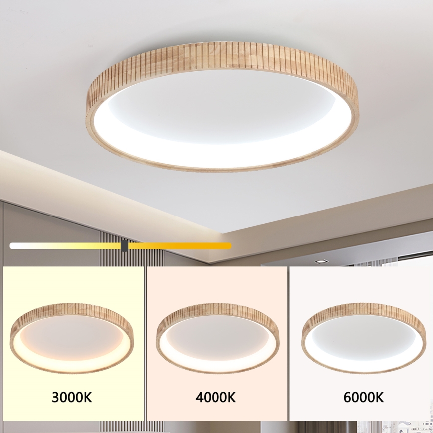 Brilagi - Plafonnier LED FALCON WOOD MODERN LED/60W/230V 3000/4000/6000K Ø 80 cm bois