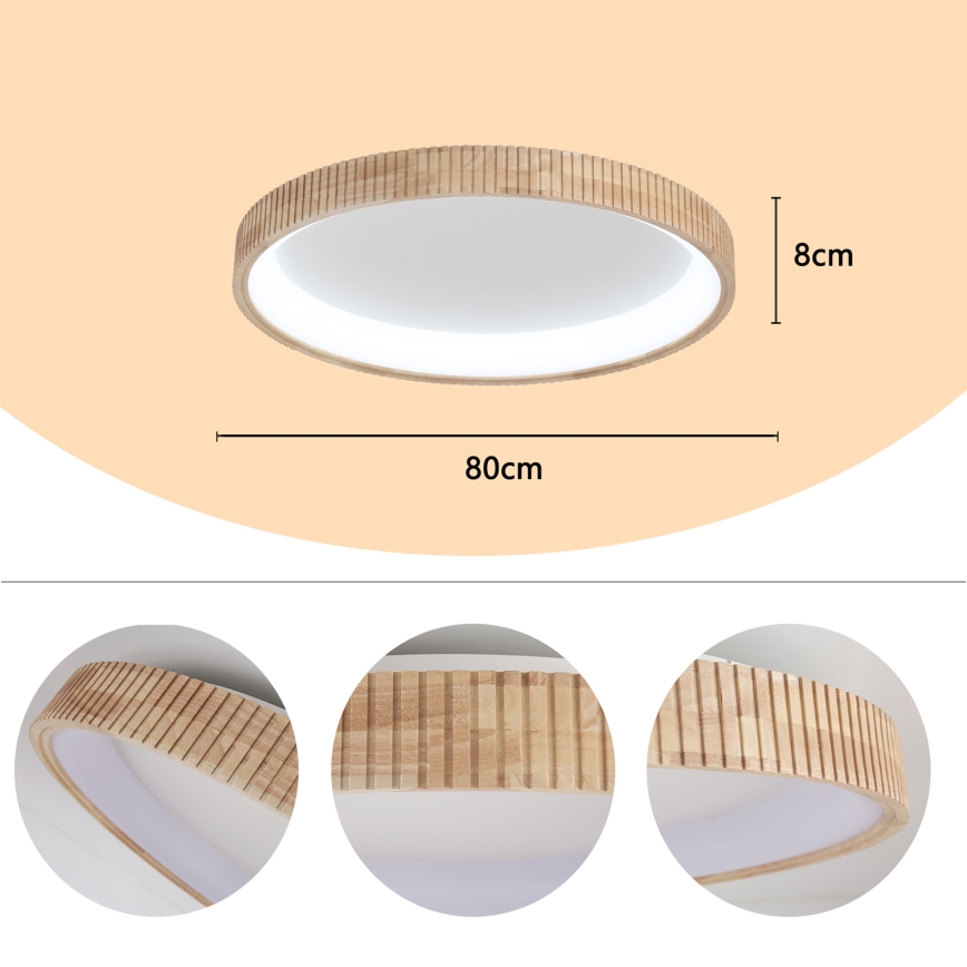 Brilagi - Plafonnier LED FALCON WOOD MODERN LED/60W/230V 3000/4000/6000K Ø 80 cm bois