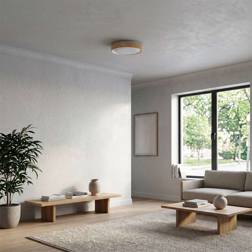 Brilagi - Plafonnier LED FLOCO LED/24W/230V Ø 30 cm décor bois/blanc