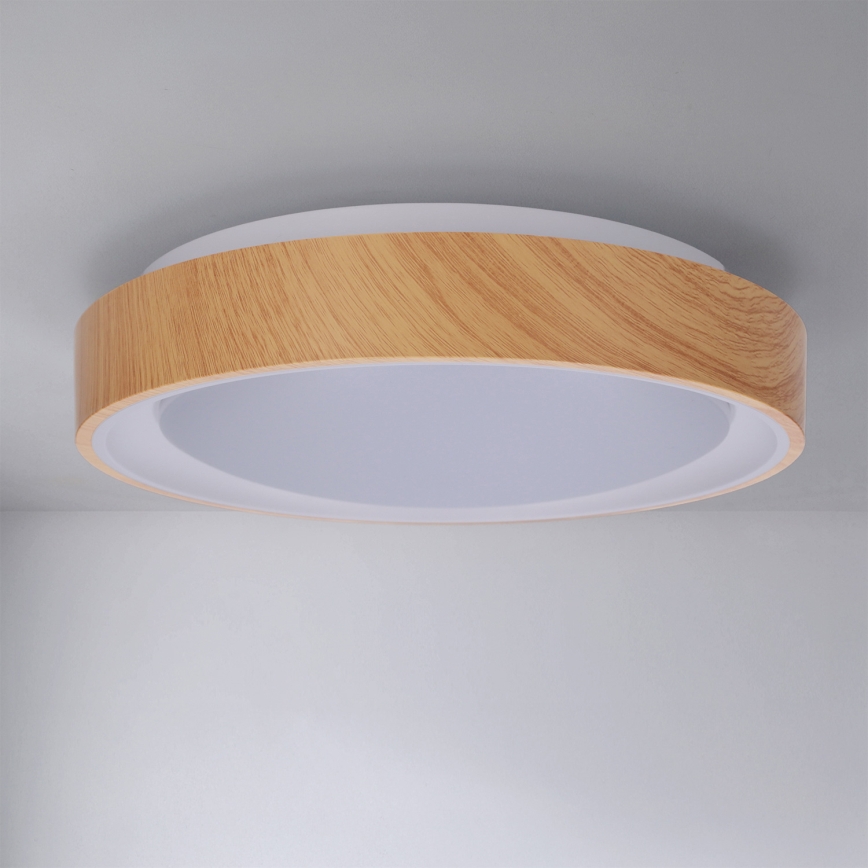 Brilagi - Plafonnier LED FLOCO LED/24W/230V Ø 30 cm décor bois/blanc