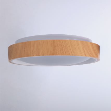 Brilagi - Plafonnier LED FLOCO LED/24W/230V Ø 30 cm décor bois/blanc