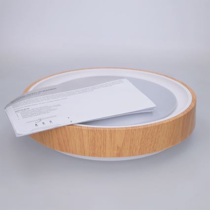 Brilagi - Plafonnier LED FLOCO LED/24W/230V Ø 30 cm décor bois/blanc
