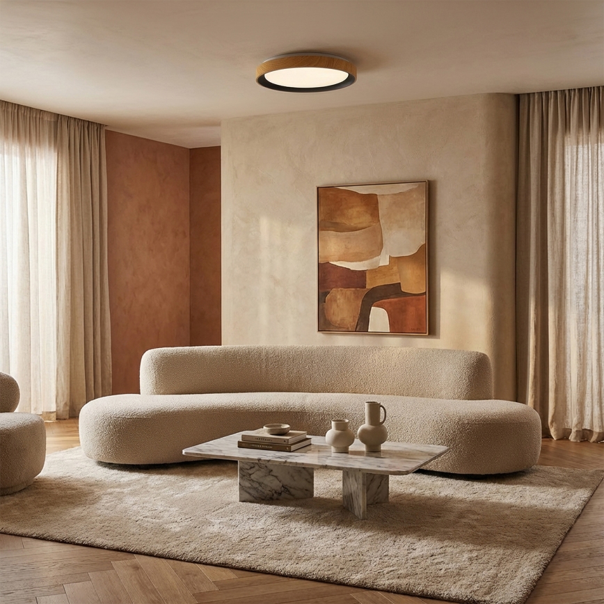 Brilagi - plafonnier LED FLOCO LED/24W/230V Ø 30 cm décor bois/noir