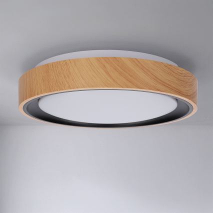 Brilagi - plafonnier LED FLOCO LED/24W/230V Ø 30 cm décor bois/noir