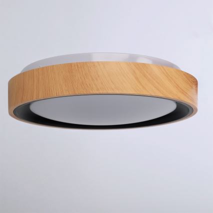 Brilagi - plafonnier LED FLOCO LED/24W/230V Ø 30 cm décor bois/noir