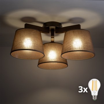 BRILAGI - Plafonnier LED LATTE 3xE27/15W/230V pin/marron