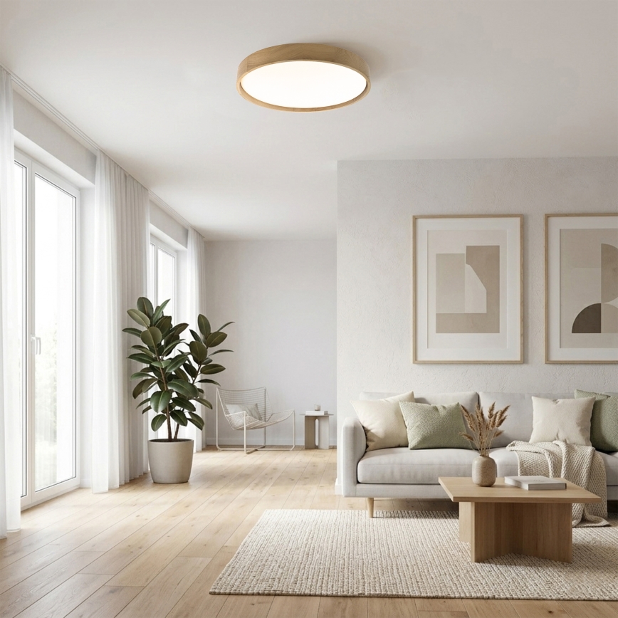 Brilagi - Plafonnier LED MANAROLA PLAIN 36W/230V 3000K Ø 48 cm, finition chêne