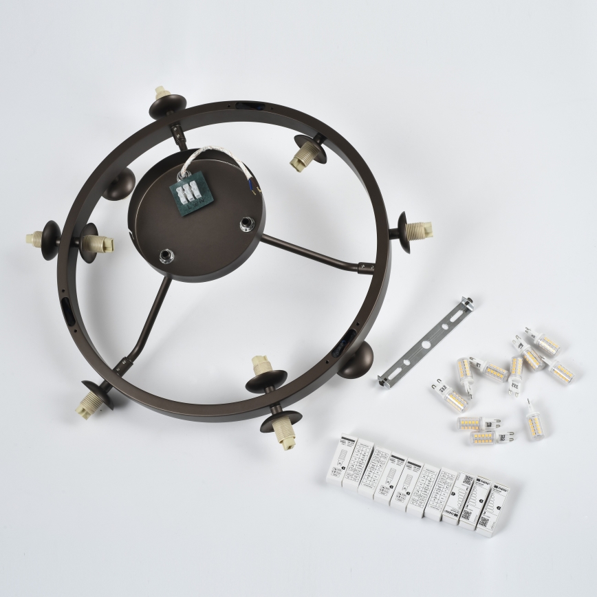 Brilagi - Plafonnier LED MILLA 10xG9/3W/230V marron/marron fumé