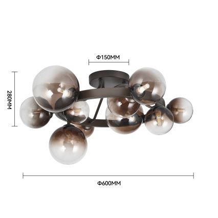 Brilagi - Plafonnier LED MILLA 10xG9/3W/230V marron/marron fumé