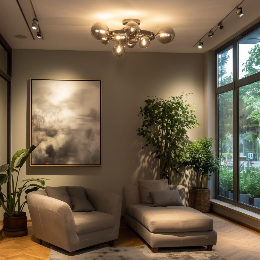 Brilagi - Plafonnier LED MILLA 10xG9/3W/230V noir chromé/verre fumé