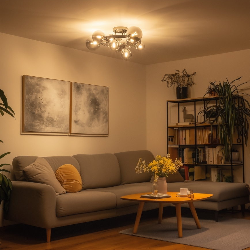 Brilagi - Plafonnier LED MILLA 10xG9/3W/230V noir chromé/verre fumé