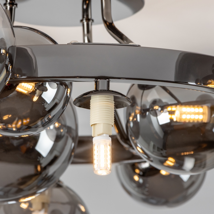 Brilagi - Plafonnier LED MILLA 10xG9/3W/230V noir chromé/verre fumé