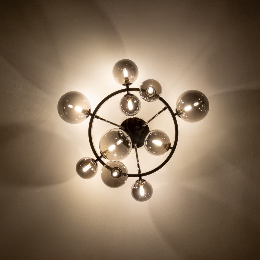 Brilagi - Plafonnier LED MILLA 10xG9/3W/230V noir chromé/verre fumé