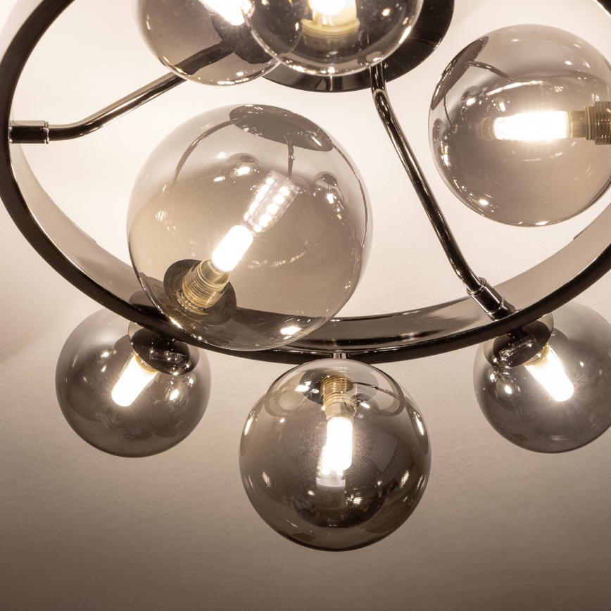 Brilagi - Plafonnier LED MILLA 10xG9/3W/230V noir chromé/verre fumé