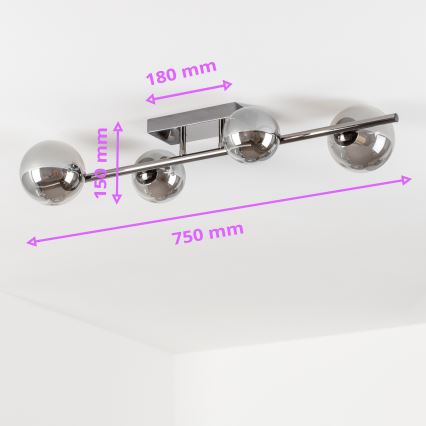 Brilagi - Plafonnier LED MILLA 4xG9/3W/230V chrome brillant/fumé