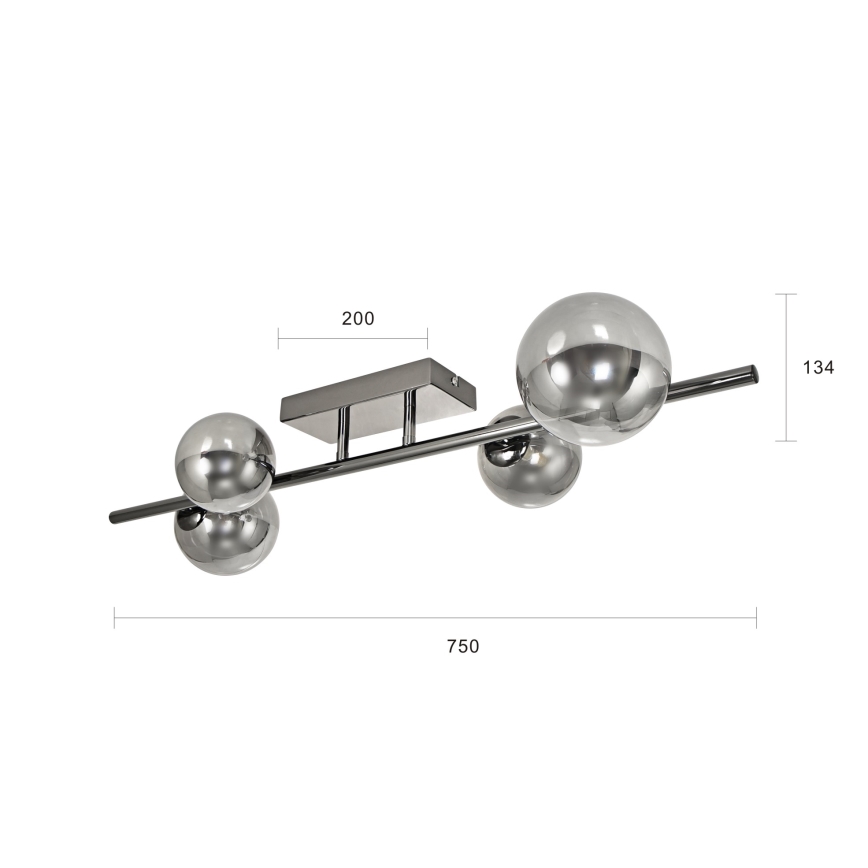 Brilagi - Plafonnier LED MILLA 4xG9/3W/230V chrome brillant/fumé