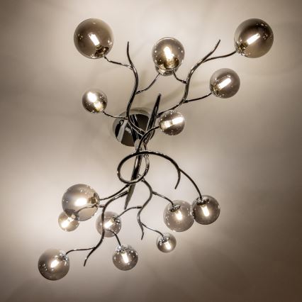 Brilagi - Plafonnier LED MISTEL 15xG9/3W/230V chrome brillant/fumé