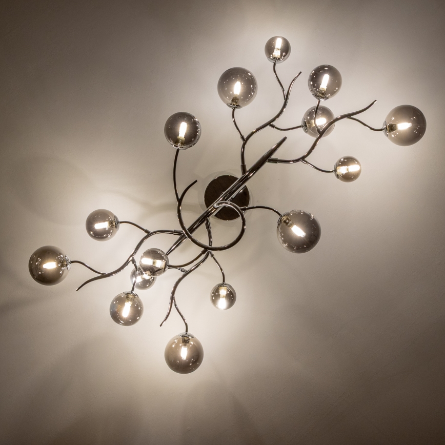 Brilagi - Plafonnier LED MISTEL 15xG9/3W/230V chrome brillant/fumé