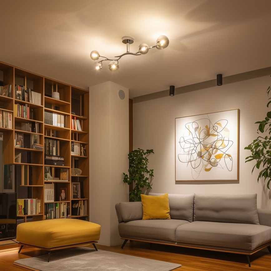 Brilagi - Plafonnier LED MISTEL 6xG9/3W/230V chrome noir/fumé