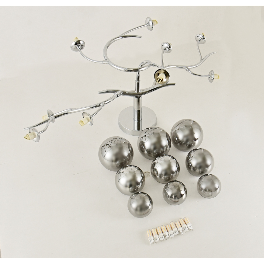 Brilagi - Plafonnier LED MISTEL à montage en surface 9xG9/3W/230V chrome noir/verre fumé