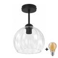 BRILAGI - Plafonnier LED monté en saillie RETRO GLASS 1xE27/60W/230V Ø 25 cm noir/transparent