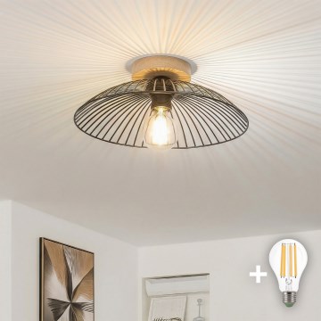 Brilagi - Plafonnier LED monté en surface CERIA WIRE 1xE27/40W/230V Ø 38 cm noir/chêne