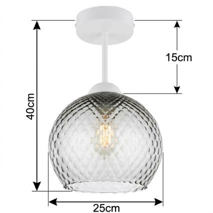 BRILAGI - Plafonnier LED RETRO GLASS 1xE27/60W/230V Ø 25 cm blanc/gris fumé