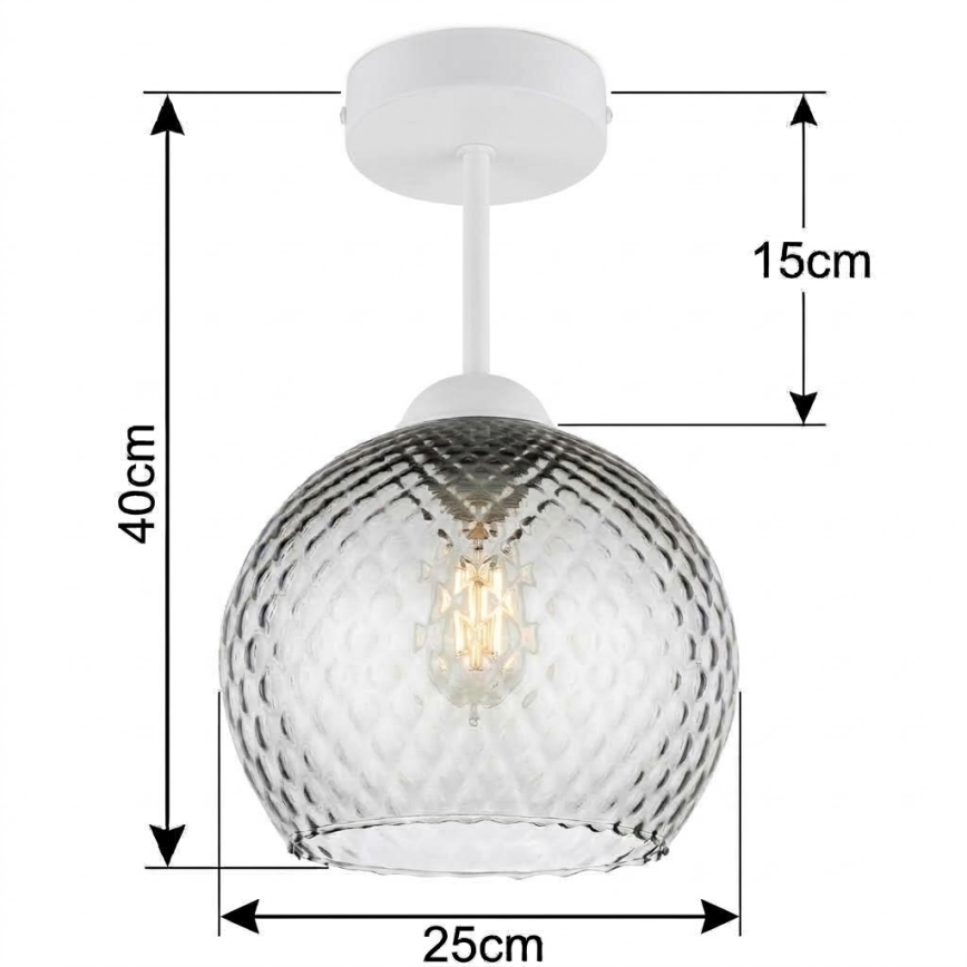 BRILAGI - Plafonnier LED RETRO GLASS 1xE27/60W/230V Ø 25 cm blanc/gris fumé