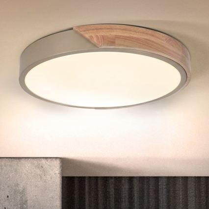 BRILAGI - Plafonnier LED PILANA LED/24W/230V chêne/beige Ø 30 cm