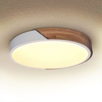 Brilagi - Plafonnier LED PILANA LED/24W/230V chêne/blanc Ø 30 cm