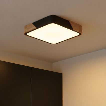 Brilagi - Plafonnier LED PILANA LED/24W/230V chêne/noir 32x32 cm