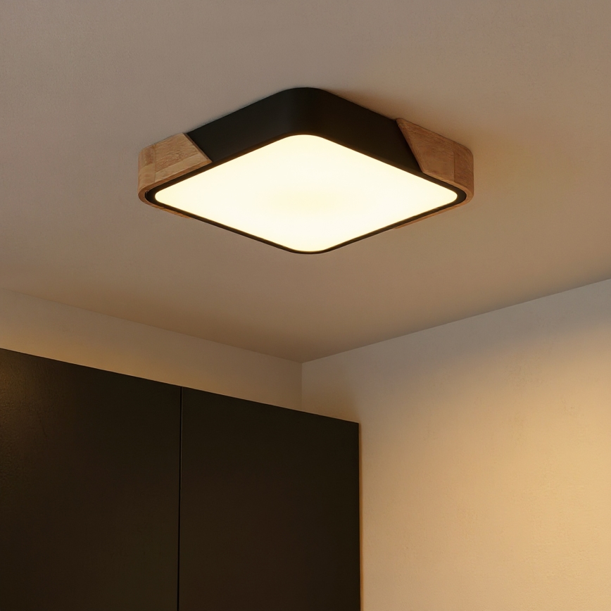 Brilagi - Plafonnier LED PILANA LED/24W/230V chêne/noir 32x32 cm
