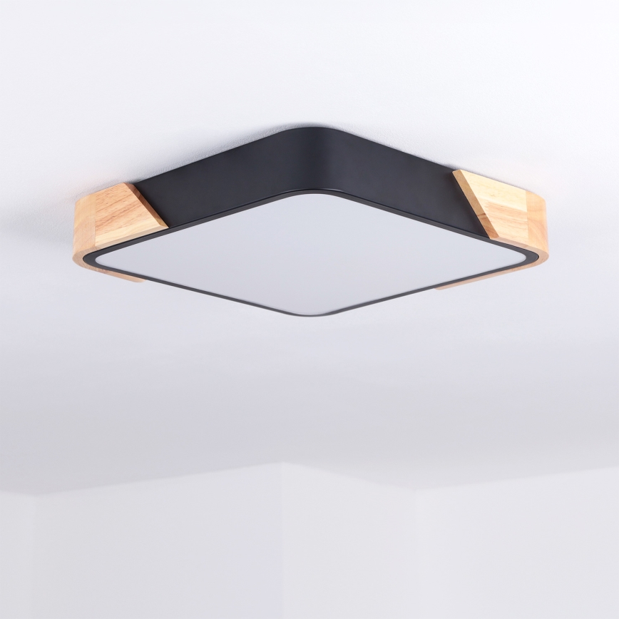 Brilagi - Plafonnier LED PILANA LED/24W/230V chêne/noir 32x32 cm
